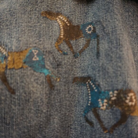 Vintage Wrangler Denim Western-Wild Horses Long Sleeve Button Up Shirt L - Picture 9 of 9